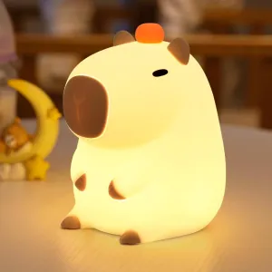 PAMANO LED Cute Silicone Night Light Squishy Animal Lamp, Dimmable Nursery Nightlight, Rechargeable Bedside Touch Lamp for Breastfeeding Kawaii Gifts Room Decor