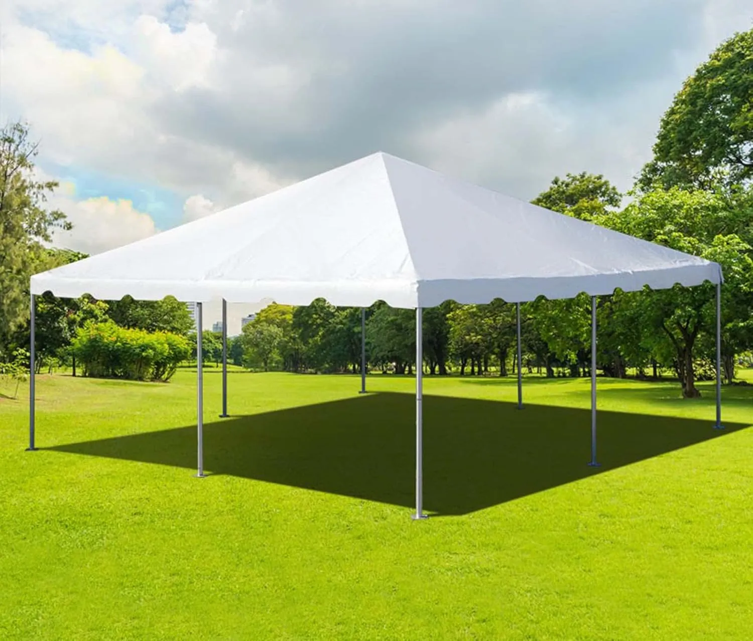Party Tents Direct 20'x20' Weekender West Coast Tent Frame Party Tent with Sidewalls (White) - Tents for Parties, Weddings, Birthdays, Banquets, Fiestas, Workshop, Outdoor Event