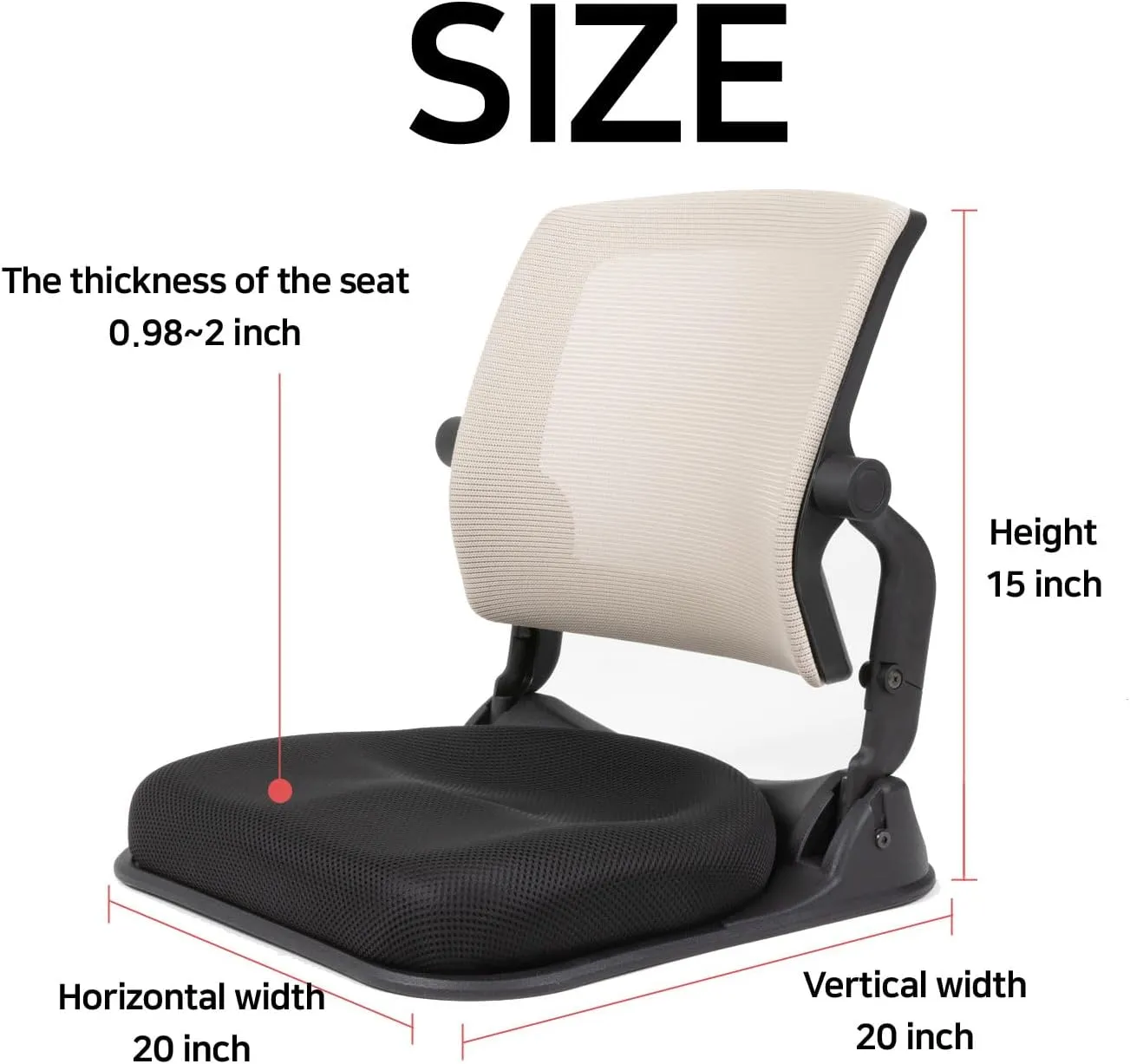 Patented Floor Chair with Back Support - Foldable Orthopedic Floor Chair for Adults/Children - Japanese Legless Seat for Meditation, TV, Pelvic Adjustment - Recliner with Back Support (Gray)