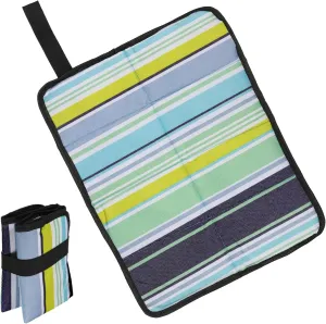 PATIKIL 15"x11" Outdoor Sitting Mat, 2 Pack Waterproof Oxford Cloth Seat Cushion Folding Foam Mini Camping Seat for Camping Hiking Beach, Multicolor Stripe