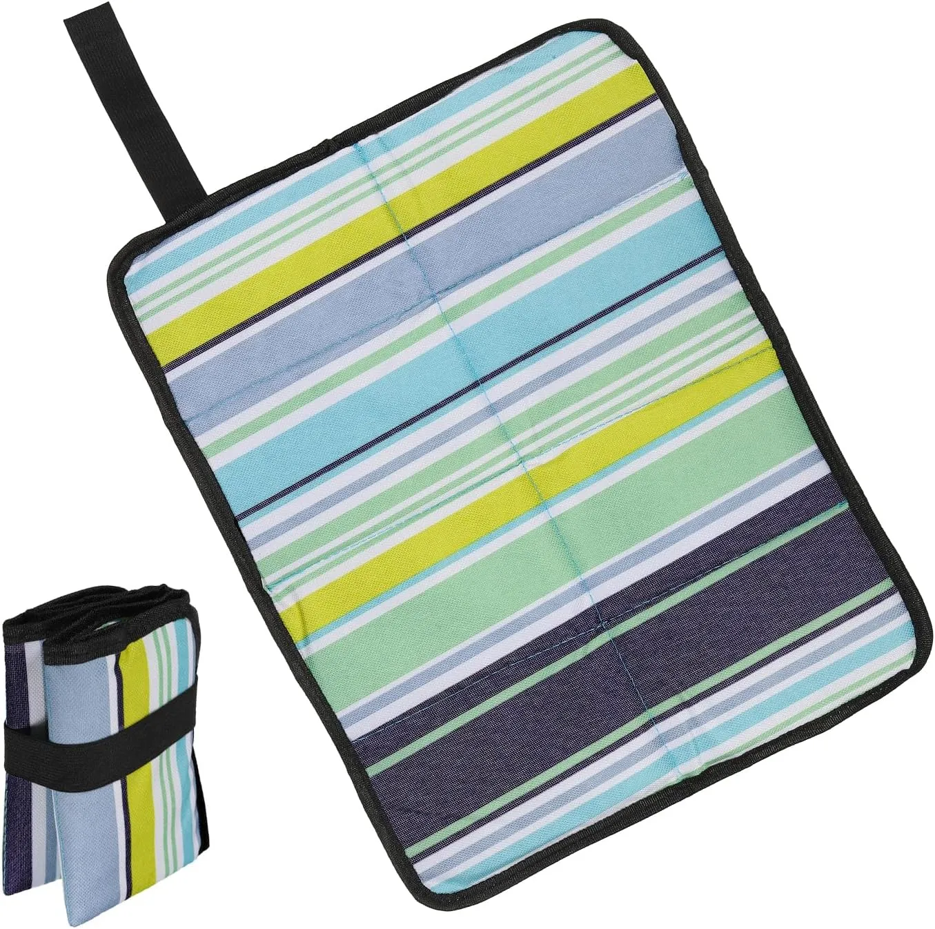 PATIKIL 15"x11" Outdoor Sitting Mat, 2 Pack Waterproof Oxford Cloth Seat Cushion Folding Foam Mini Camping Seat for Camping Hiking Beach, Multicolor Stripe
