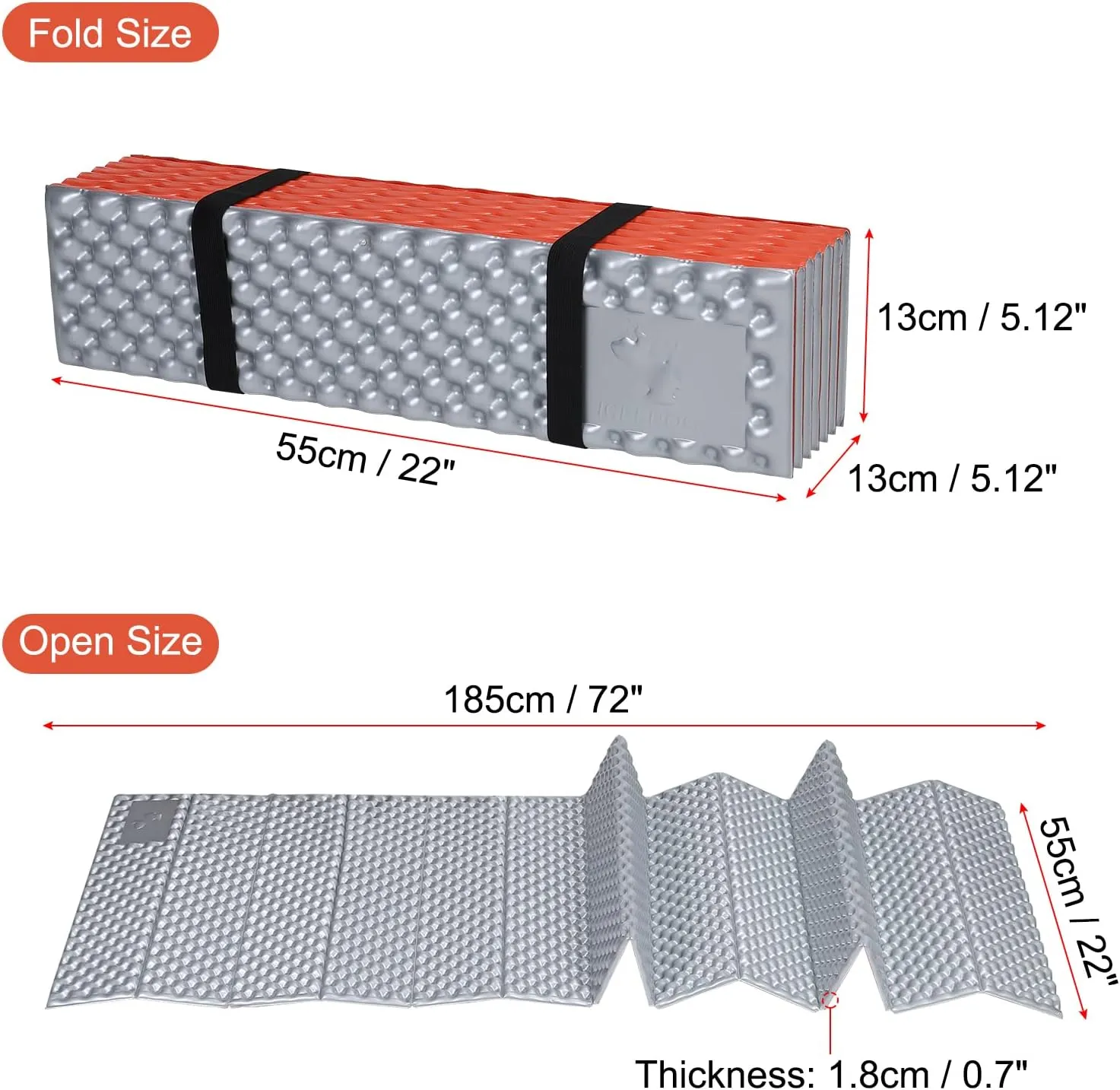 PATIKIL Closed Cell Foam Sleeping Pad Insulated R-Value 2.1 Foldable Sleeping Pad Lightweight Sleeping Mat for Camping Backpacking Hiking Outdoor