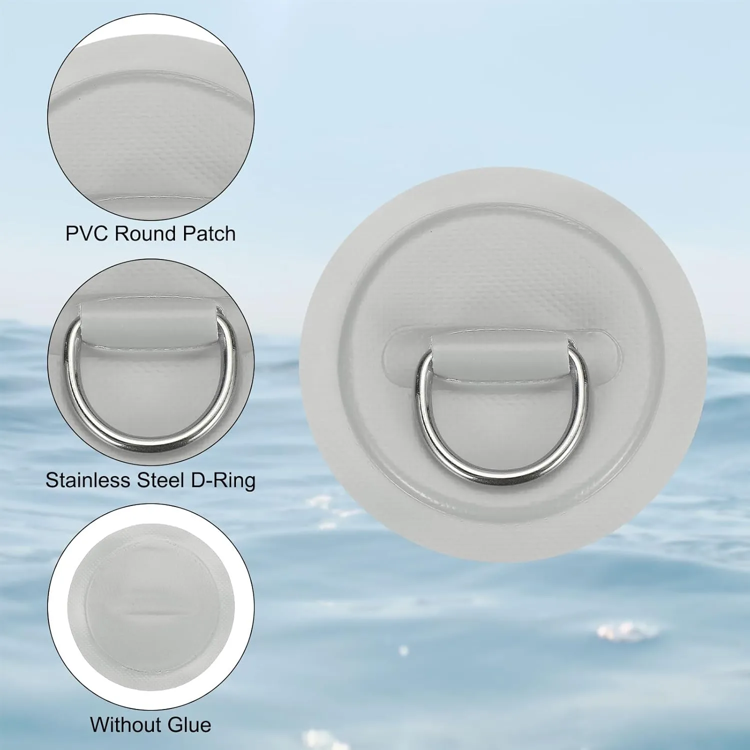 PATIKIL Stainless Steel D-Ring Patch Round Patch with Elastic Cords Hooks