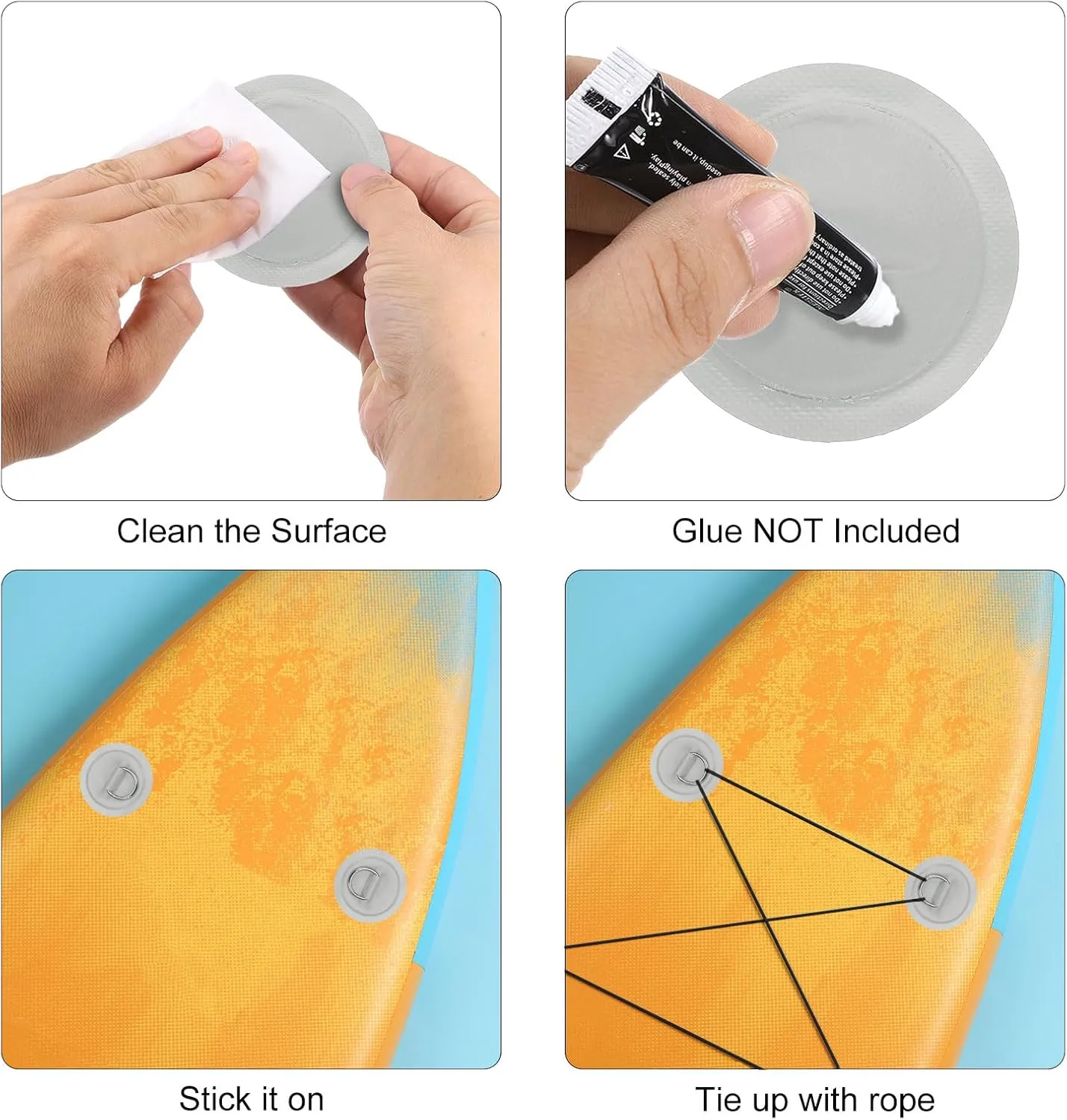 PATIKIL Stainless Steel D-Ring Patch Round Patch with Elastic Cords Hooks
