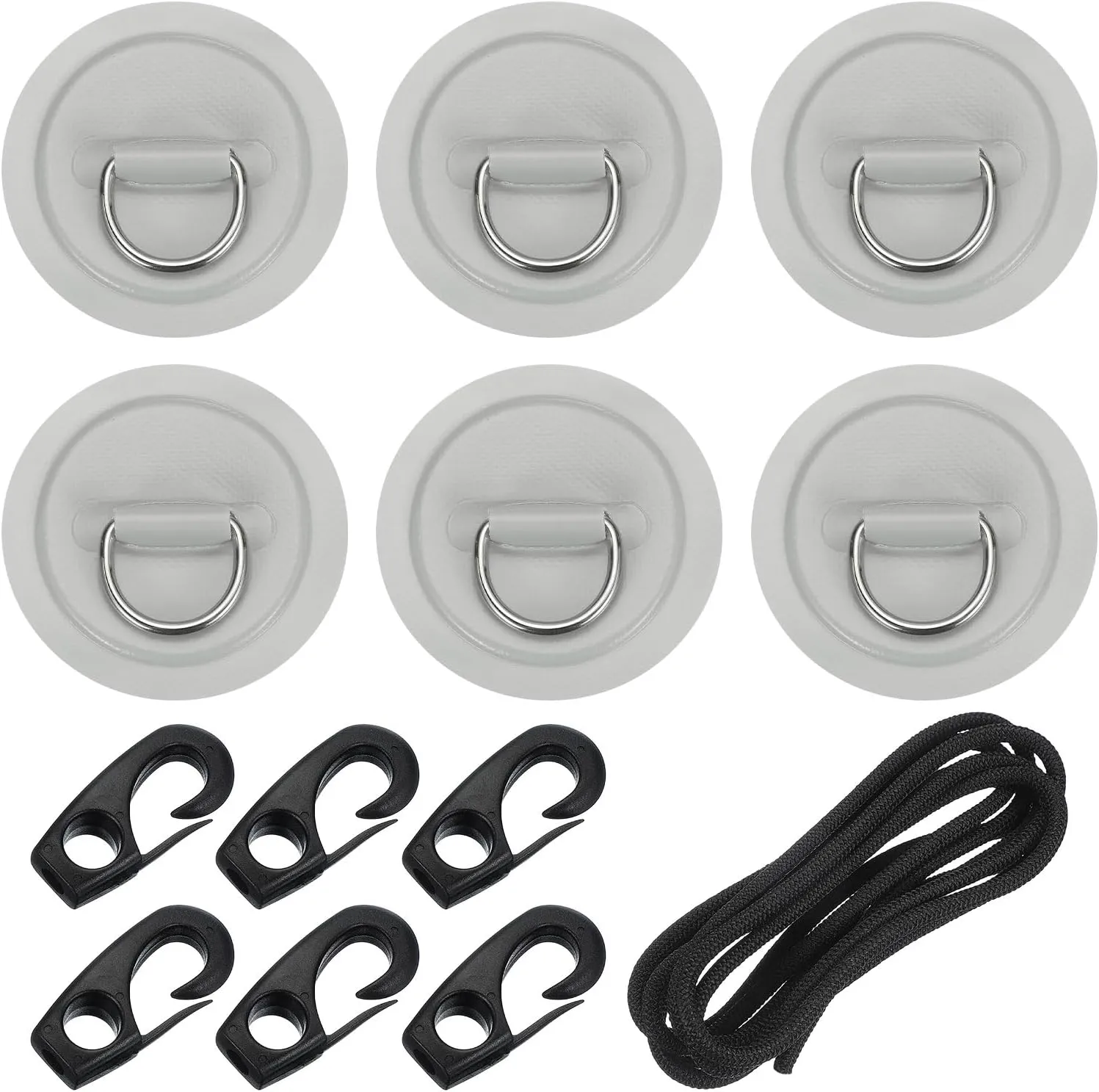 PATIKIL Stainless Steel D-Ring Patch Round Patch with Elastic Cords Hooks