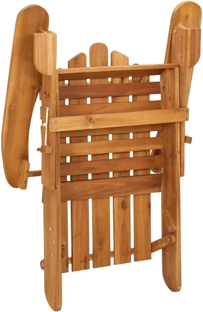 Patio Adirondack Chair Solid Acacia Wood Foldable Outdoor Lounge Chair Weather-Resistant Patio Furniture for Garden, Poolside, and Backyard