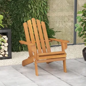 Patio Adirondack Chair Solid Acacia Wood Foldable Outdoor Lounge Chair Weather-Resistant Patio Furniture for Garden, Poolside, and Backyard