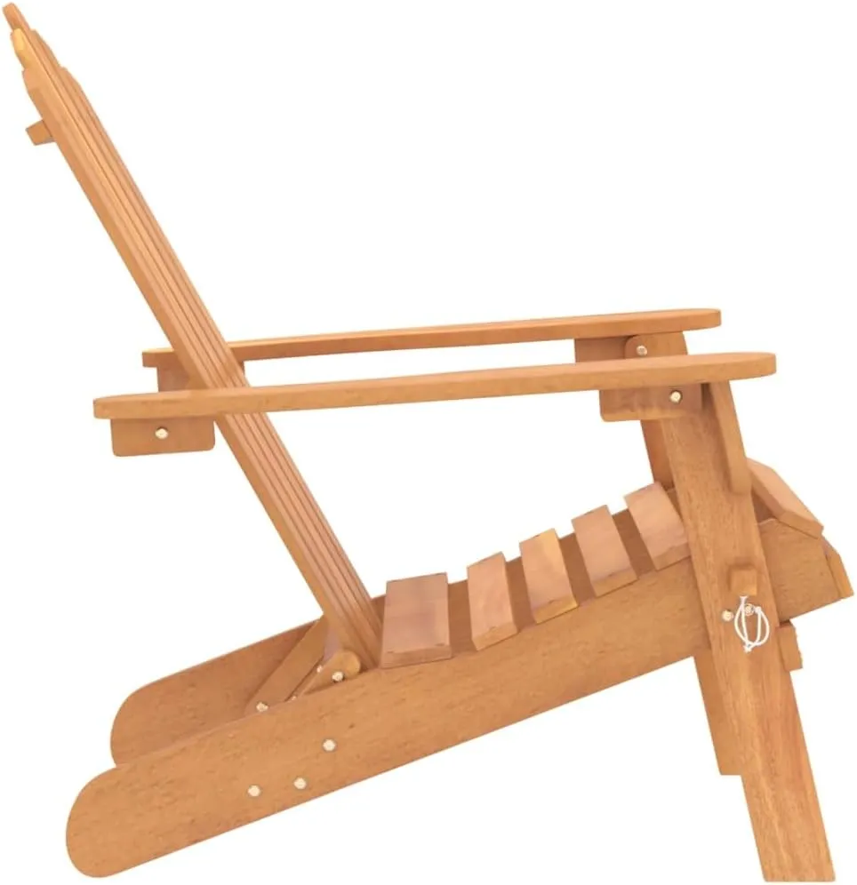 Patio Adirondack Chair Solid Acacia Wood Foldable Outdoor Lounge Chair Weather-Resistant Patio Furniture for Garden, Poolside, and Backyard