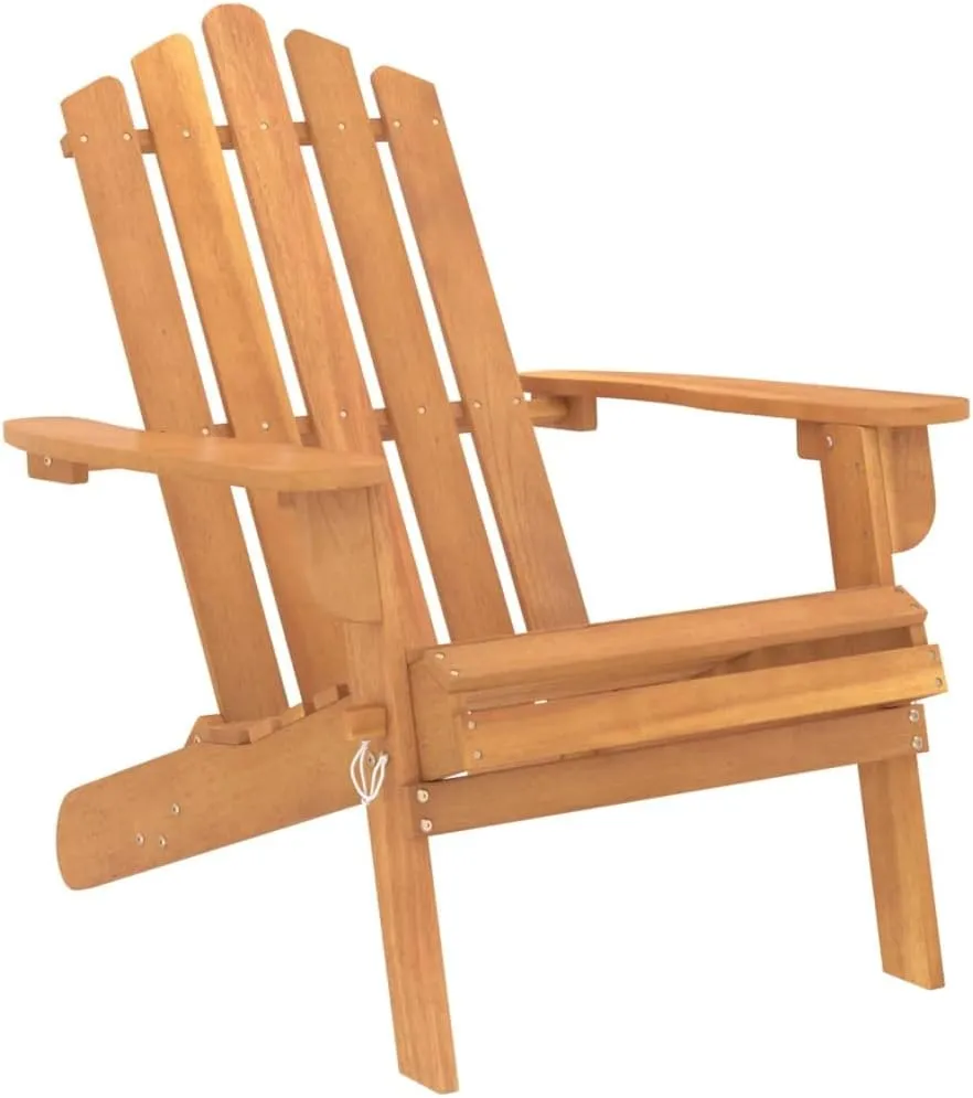 Patio Adirondack Chair Solid Acacia Wood Foldable Outdoor Lounge Chair Weather-Resistant Patio Furniture for Garden, Poolside, and Backyard