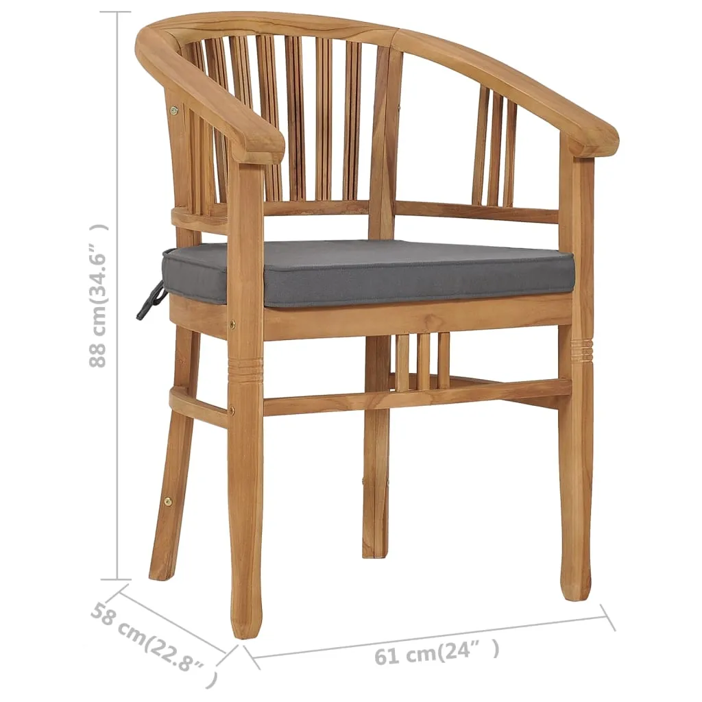 Patio Chairs 2 Pcs Patio Dining Chair with Cushions Solid Wood Teak
