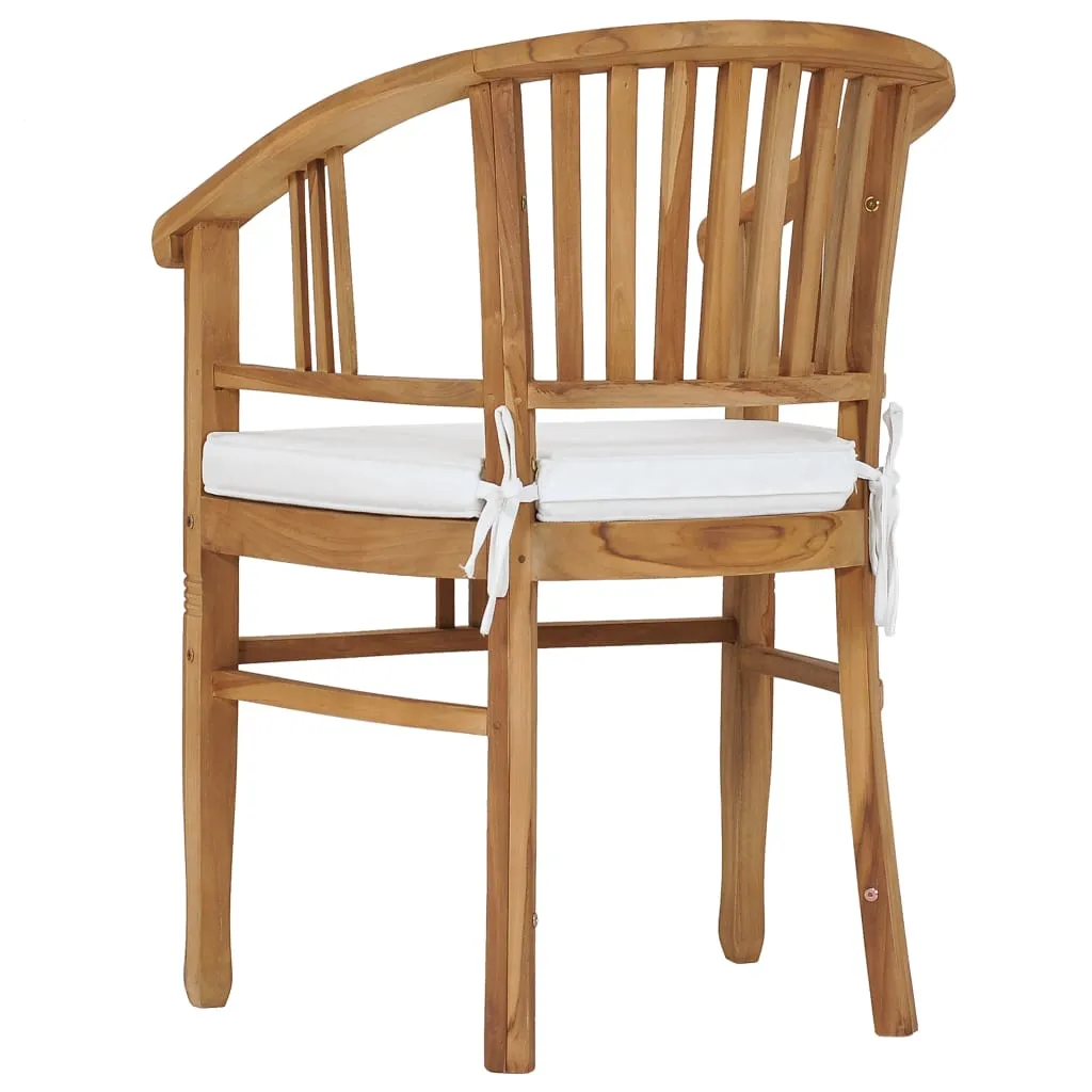 Patio Chairs 2 Pcs Patio Dining Chair with Cushions Solid Wood Teak