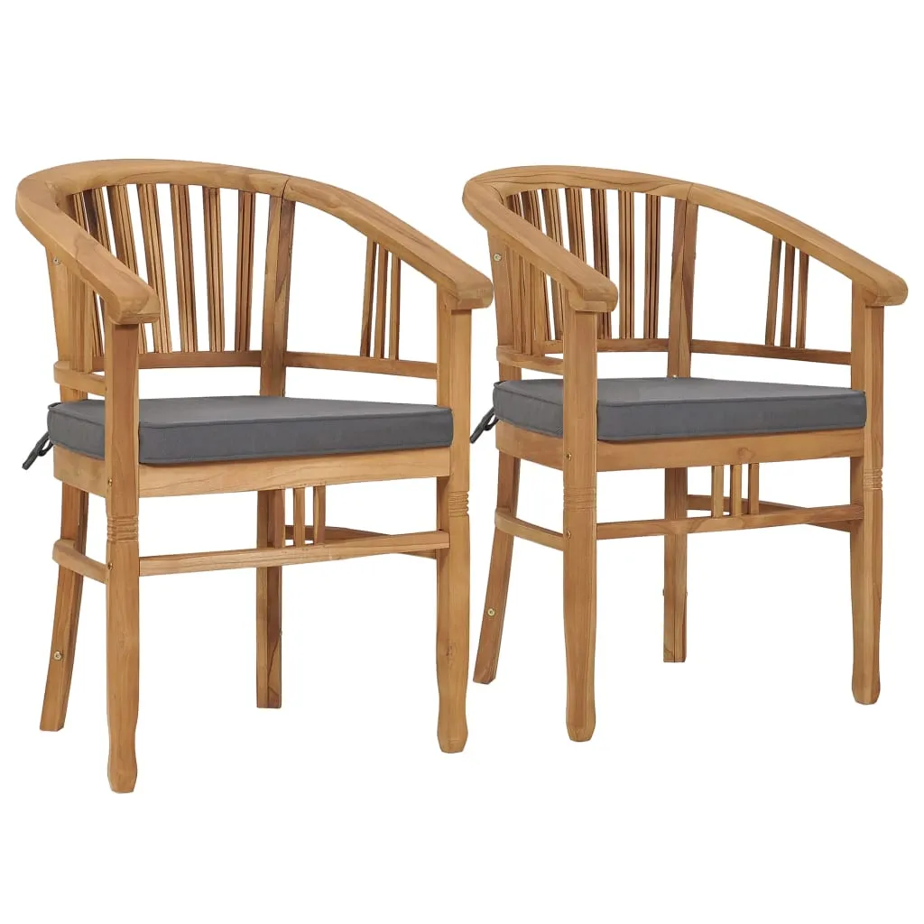 Patio Chairs 2 Pcs Patio Dining Chair with Cushions Solid Wood Teak