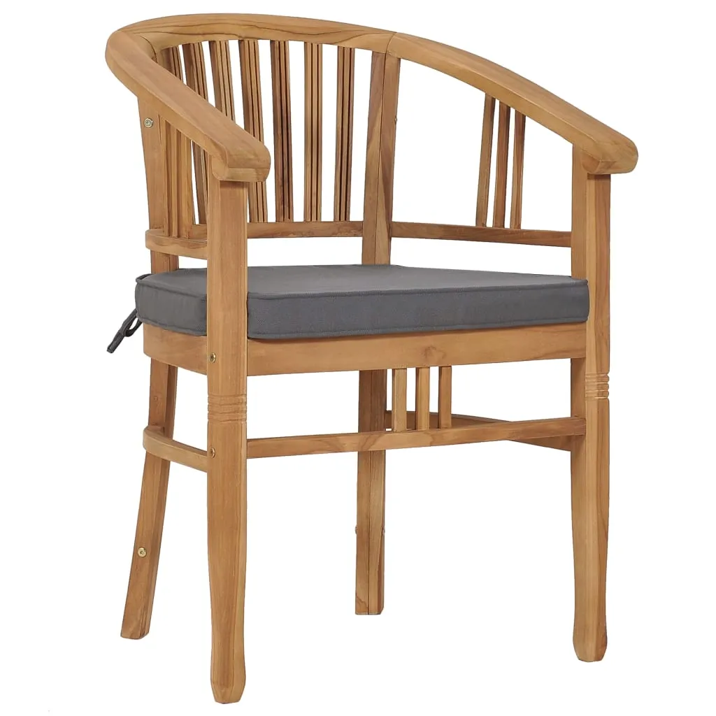 Patio Chairs 2 Pcs Patio Dining Chair with Cushions Solid Wood Teak