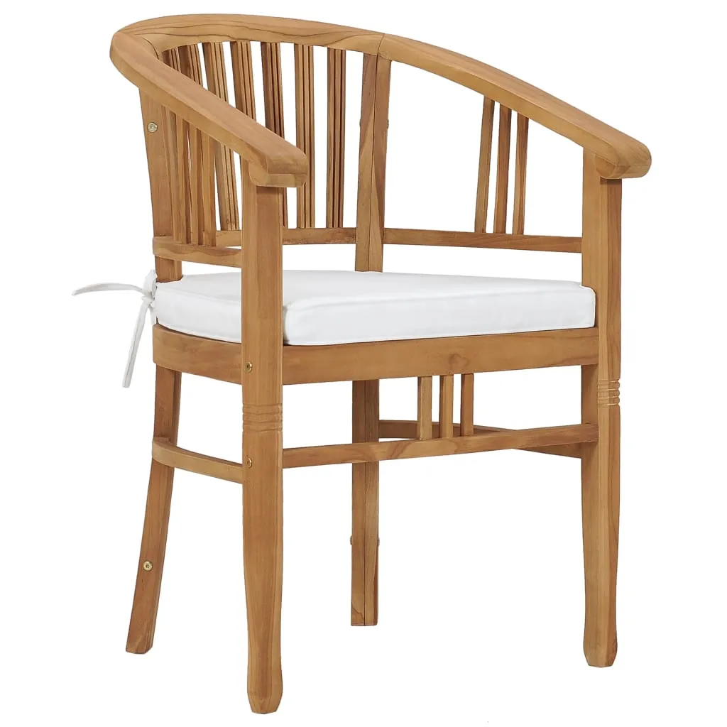 Patio Chairs 2 Pcs Patio Dining Chair with Cushions Solid Wood Teak
