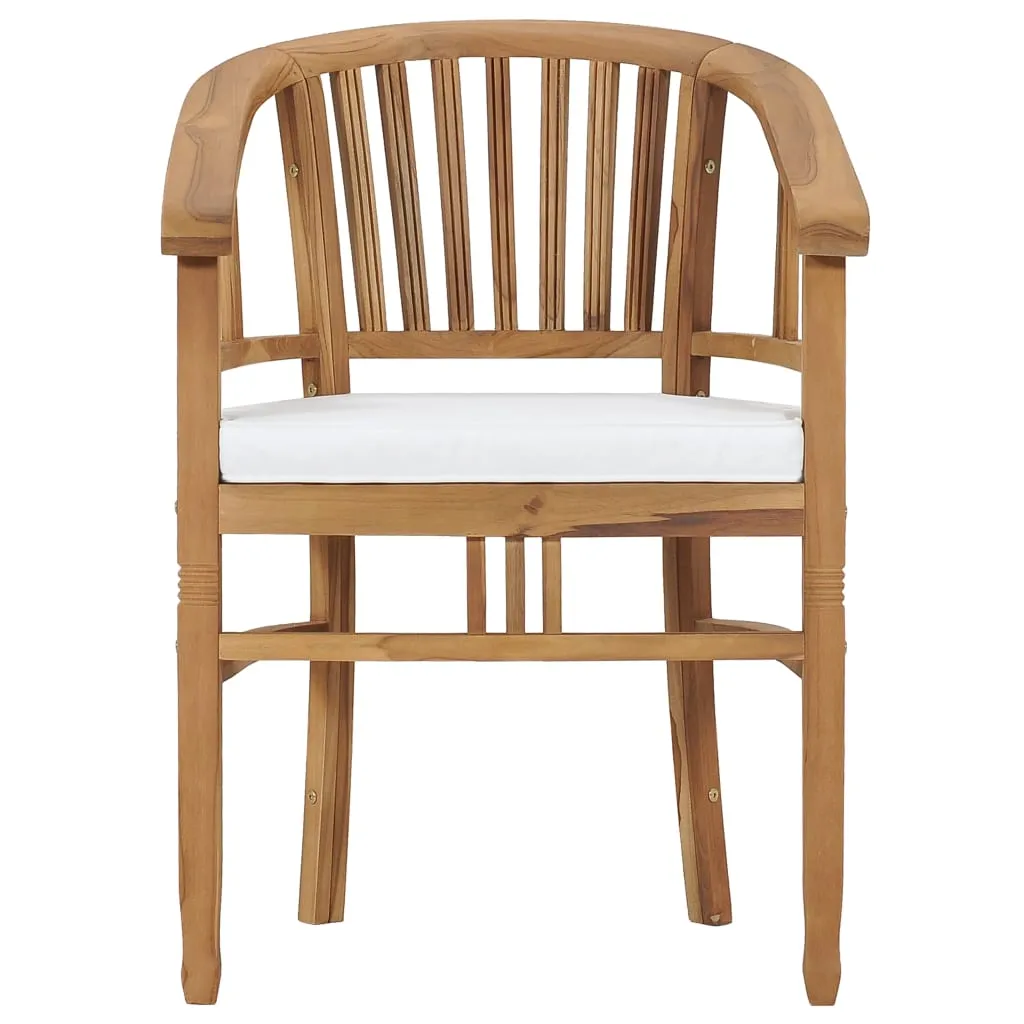 Patio Chairs 2 Pcs Patio Dining Chair with Cushions Solid Wood Teak