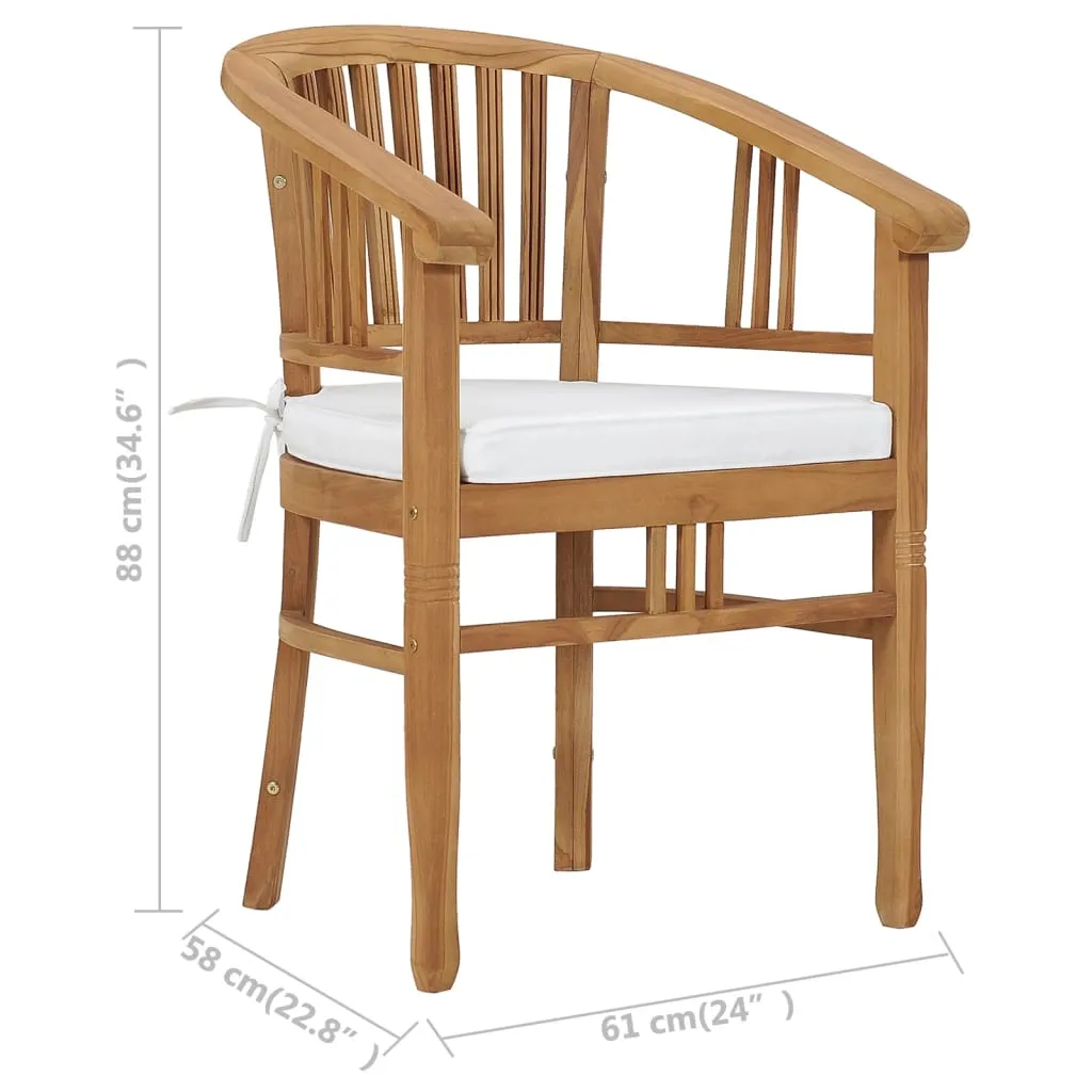 Patio Chairs 2 Pcs Patio Dining Chair with Cushions Solid Wood Teak
