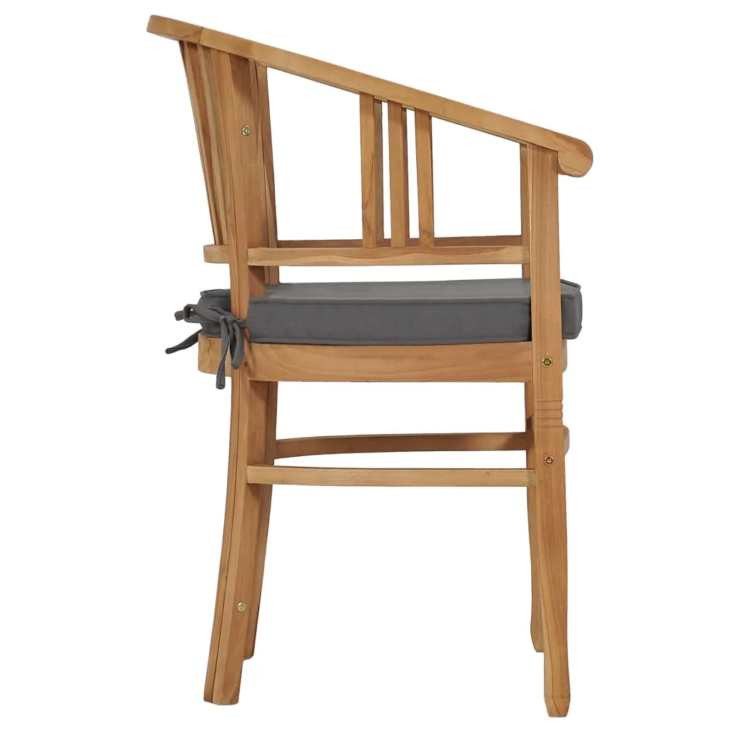 Patio Chairs 2 Pcs Patio Dining Chair with Cushions Solid Wood Teak
