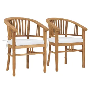 Patio Chairs 2 Pcs Patio Dining Chair with Cushions Solid Wood Teak