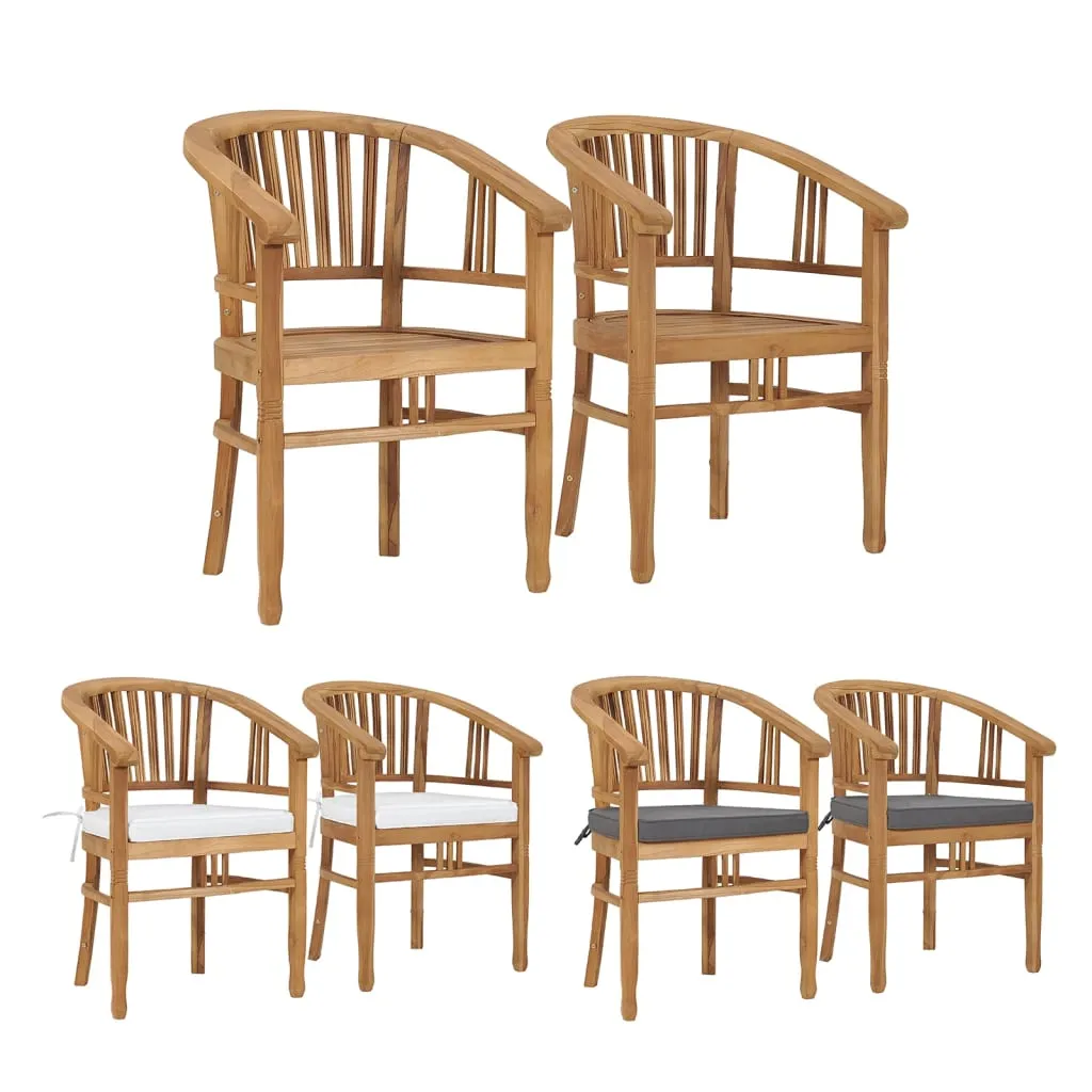Patio Chairs 2 Pcs Patio Dining Chair with Cushions Solid Wood Teak