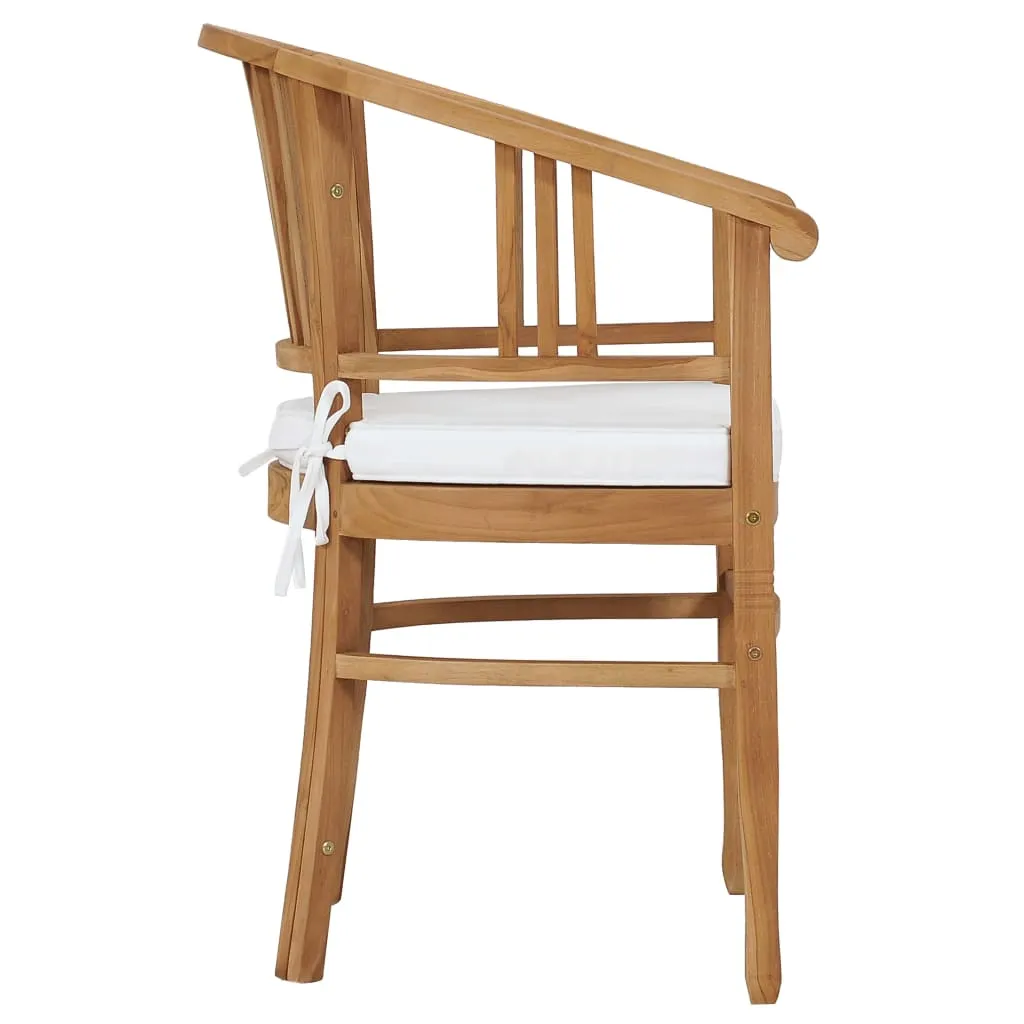 Patio Chairs 2 Pcs Patio Dining Chair with Cushions Solid Wood Teak