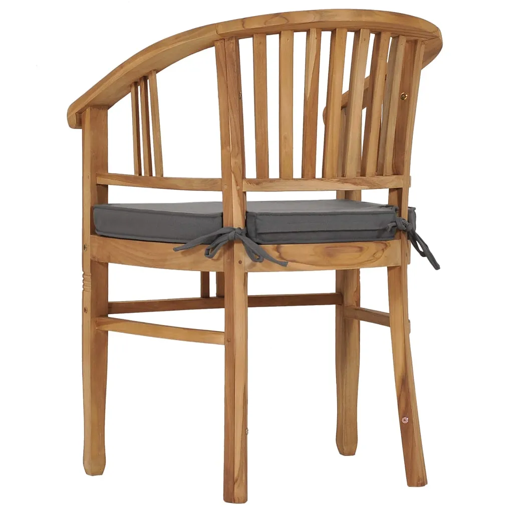 Patio Chairs 2 Pcs Patio Dining Chair with Cushions Solid Wood Teak