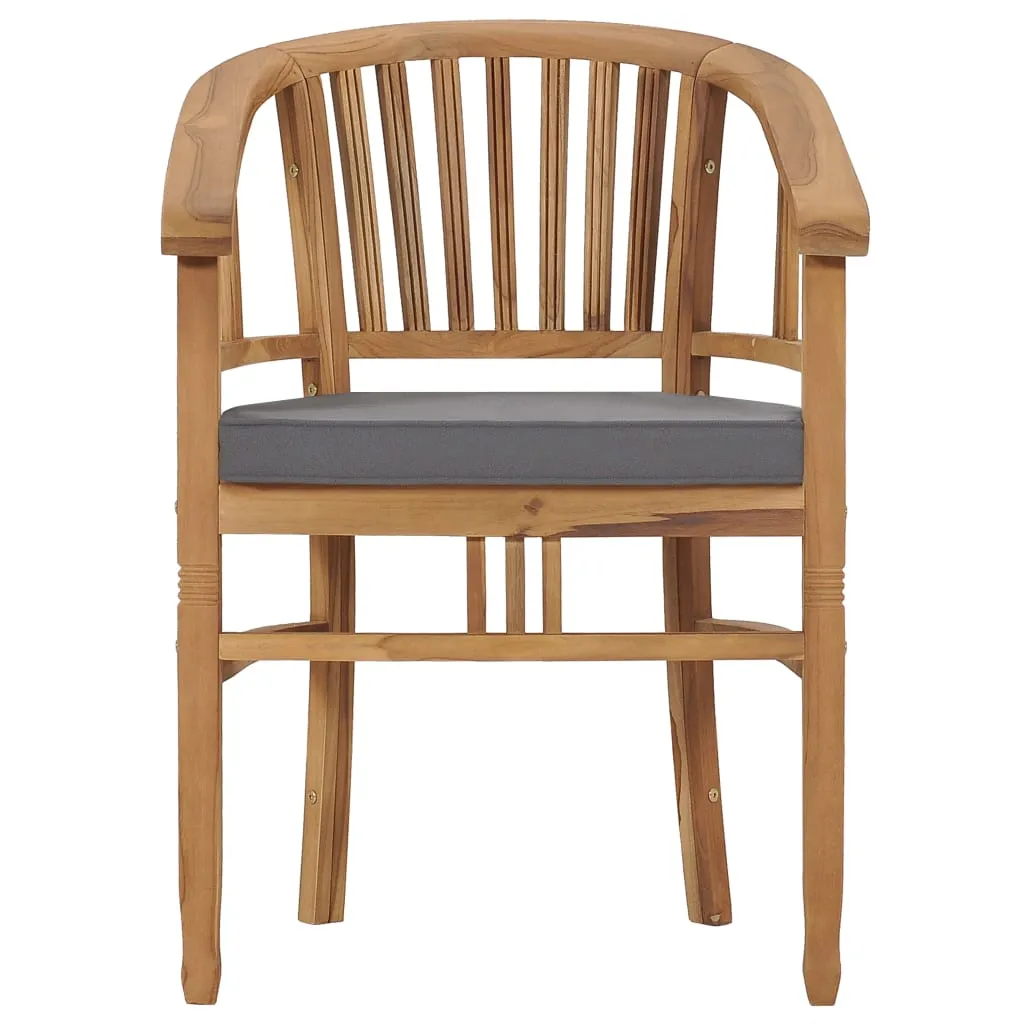Patio Chairs 2 Pcs Patio Dining Chair with Cushions Solid Wood Teak