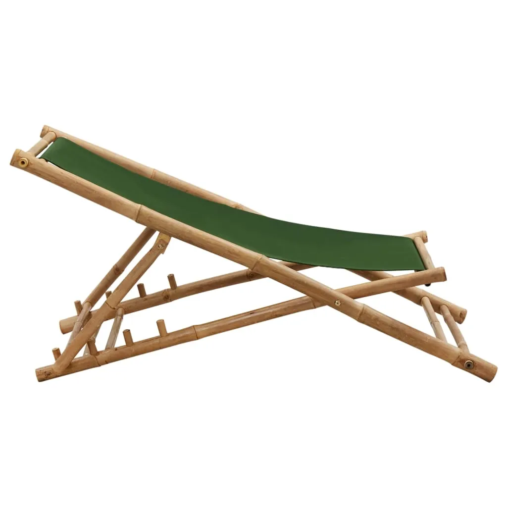 Patio Deck Chair Sling Chair for Balcony Deck Porch Bamboo and Canvas