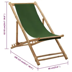 Patio Deck Chair Sling Chair for Balcony Deck Porch Bamboo and Canvas