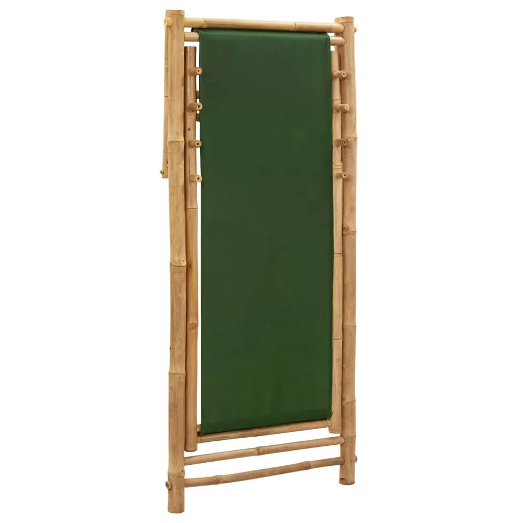 Patio Deck Chair Sling Chair for Balcony Deck Porch Bamboo and Canvas