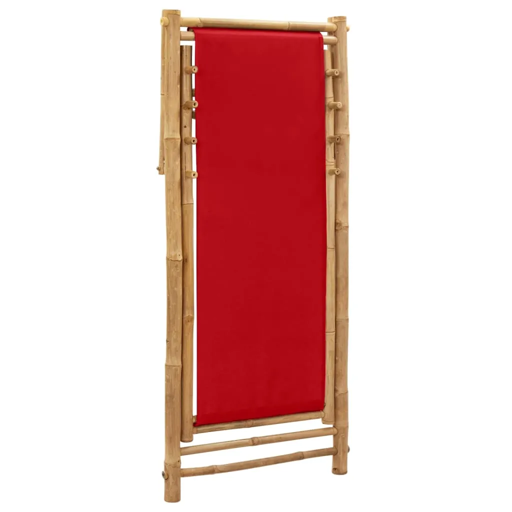 Patio Deck Chair Sling Chair for Balcony Deck Porch Bamboo and Canvas