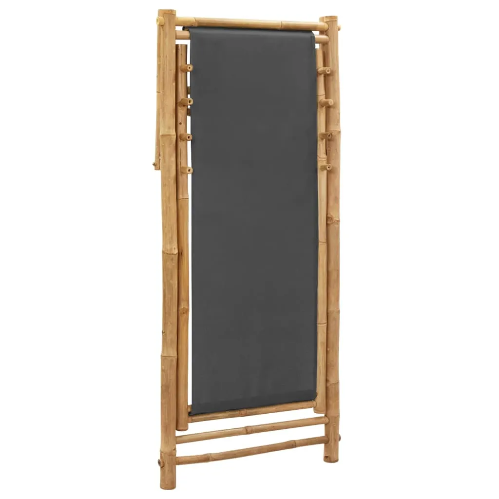 Patio Deck Chair Sling Chair for Balcony Deck Porch Bamboo and Canvas