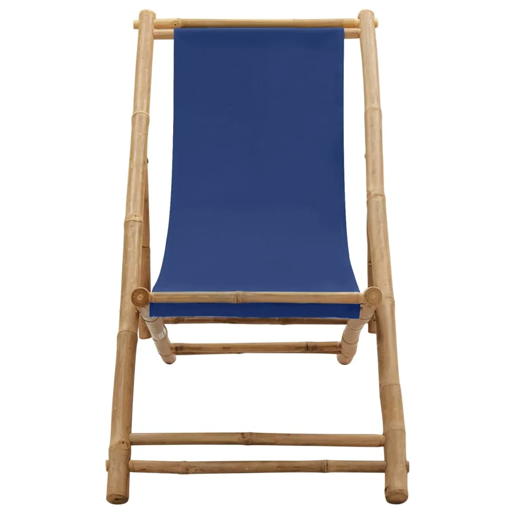 Patio Deck Chair Sling Chair for Balcony Deck Porch Bamboo and Canvas