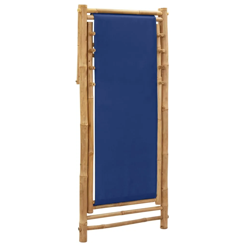 Patio Deck Chair Sling Chair for Balcony Deck Porch Bamboo and Canvas