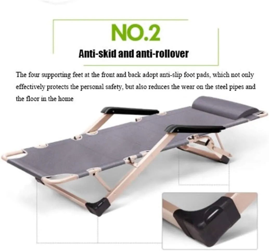 Patio Lounge Chairs, Sun Lounger Chair Recliner Nap Folding Beach Chair Lunch Break Nap Chair Leisure Folding Deck Chair Office Folding Bed Outdoor(Green)