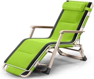 Patio Lounge Chairs, Sun Lounger Chair Recliner Nap Folding Beach Chair Lunch Break Nap Chair Leisure Folding Deck Chair Office Folding Bed Outdoor(Green)