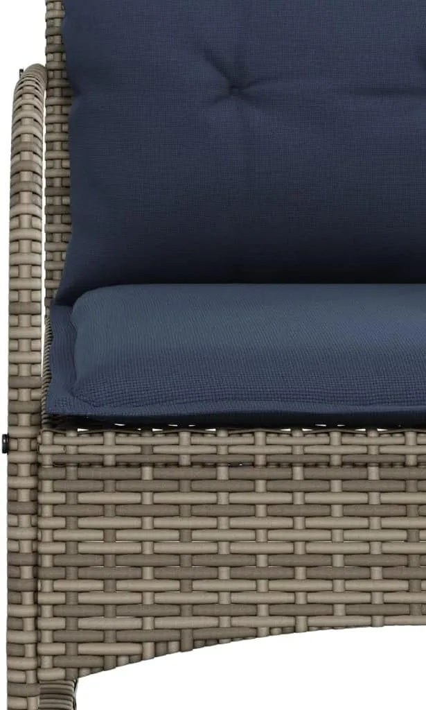Patio Rocking Chair with Cushions Gray Poly Rattan Outdoor Lounge Chair for Porch Backyard Poolside Relaxation Comfortable PE Wicker Rocker with Removable Navy Blue Cushions