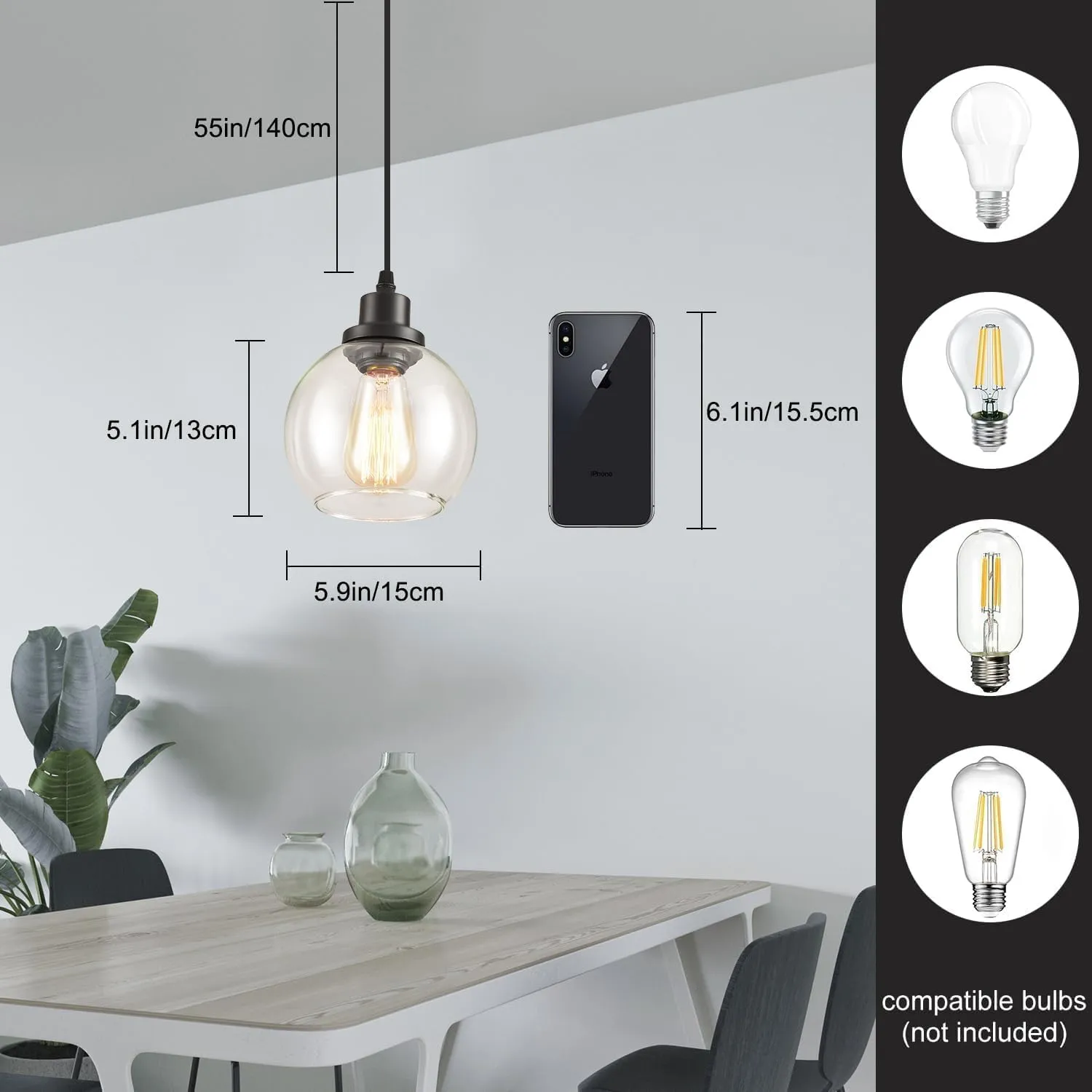 Pendant Lamp with Glass Shade, Modern Antique Brass Pendant Lights,Hanging Light Vintage Glass Shade, Island Light Pendant Light Fixture for Bedroom Living Room Kitchen