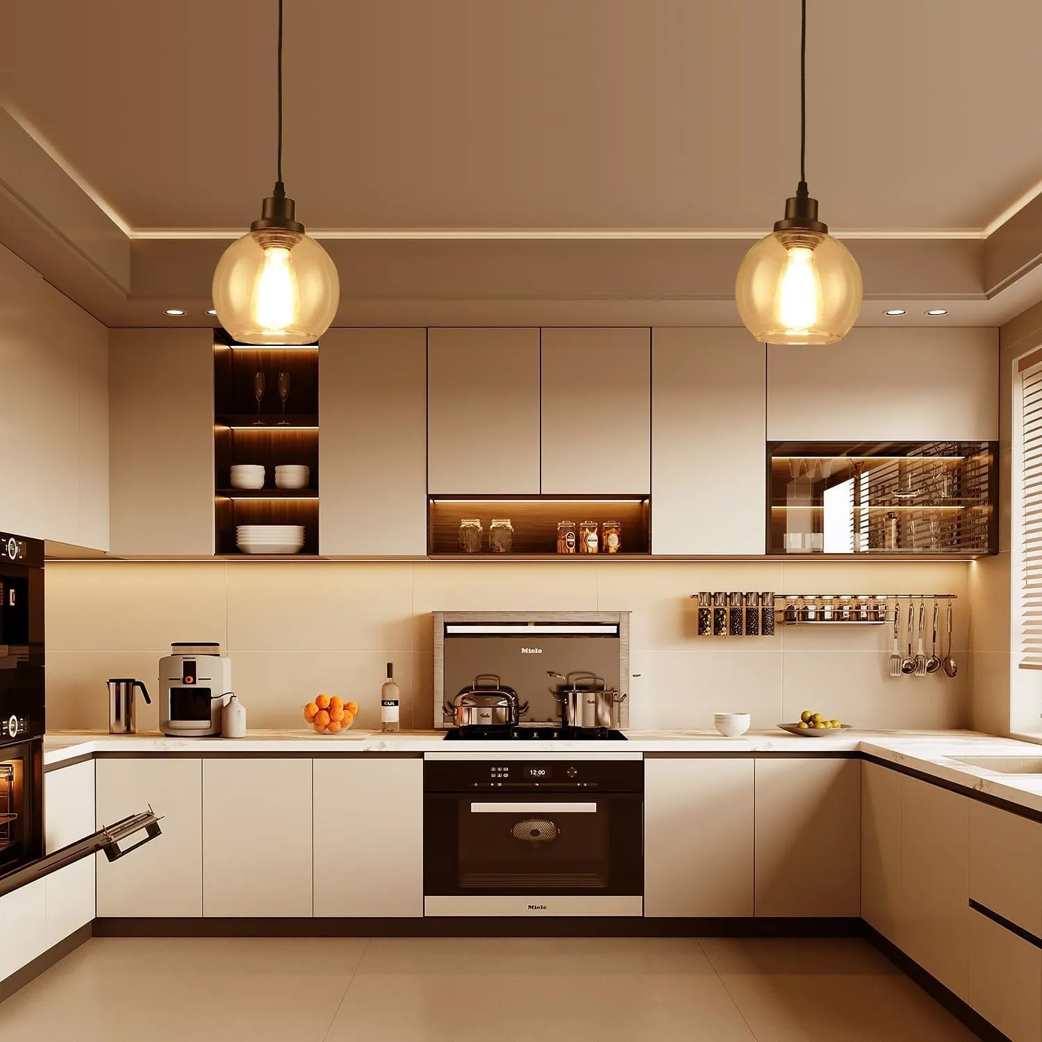 Pendant Lamp with Glass Shade, Modern Antique Brass Pendant Lights,Hanging Light Vintage Glass Shade, Island Light Pendant Light Fixture for Bedroom Living Room Kitchen