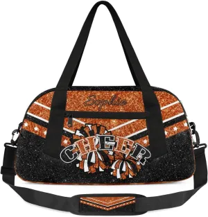 Personalized Cheer Bag for Girls, Custom Name Cheerleader Bag, SportS Gym Duffle for Women Dark Orange