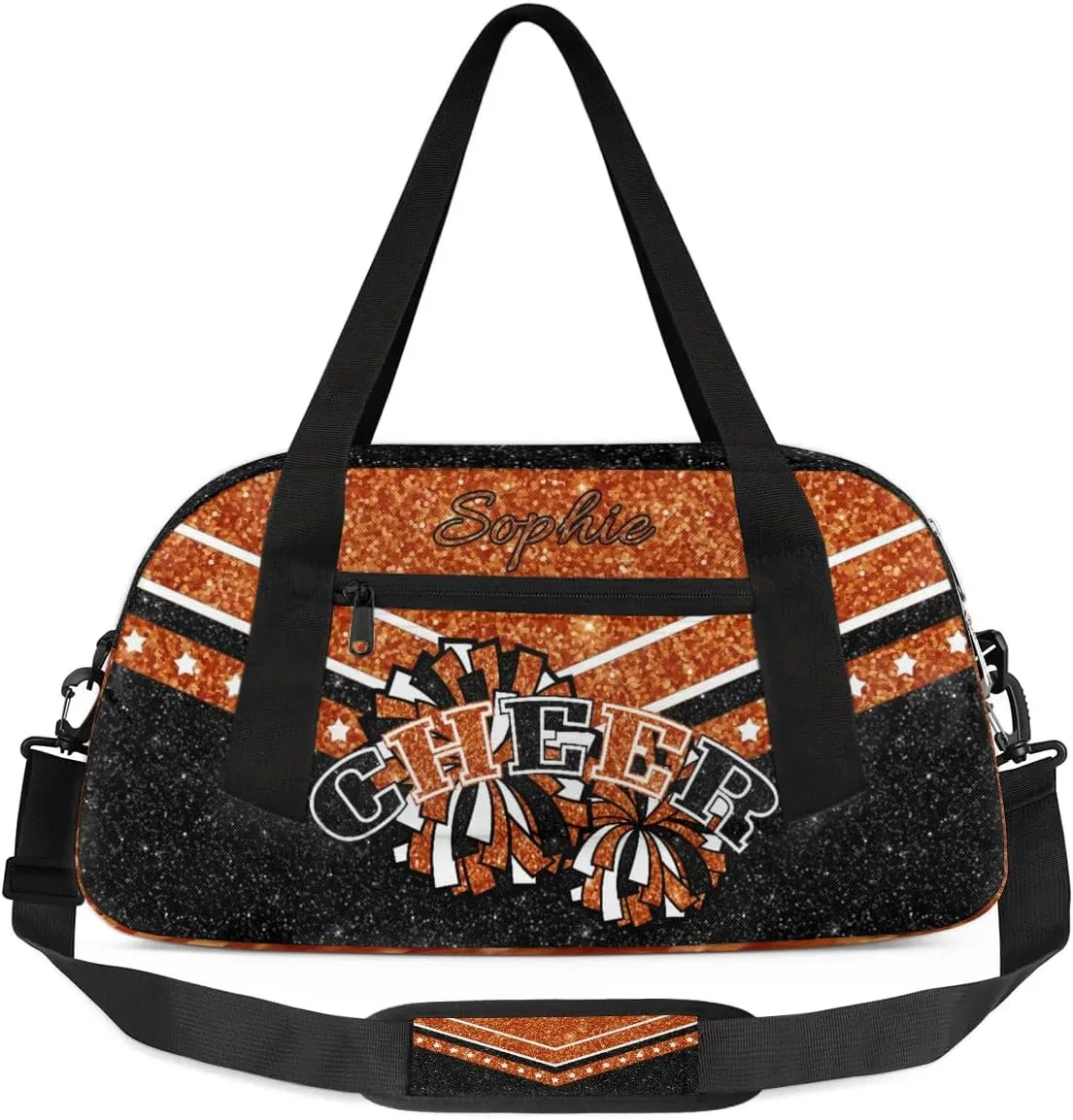 Personalized Cheer Bag for Girls, Custom Name Cheerleader Bag, SportS Gym Duffle for Women Dark Orange
