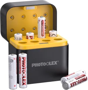 PHOTOOLEX 1300mWh Lithium Rechargeable AAA Batteries 8 Pack, 8 Bay AAA Rechargeable Battery Charger Included, Recharge up to 1600x Times Triple a Batteries, 2.2H Fast Charging