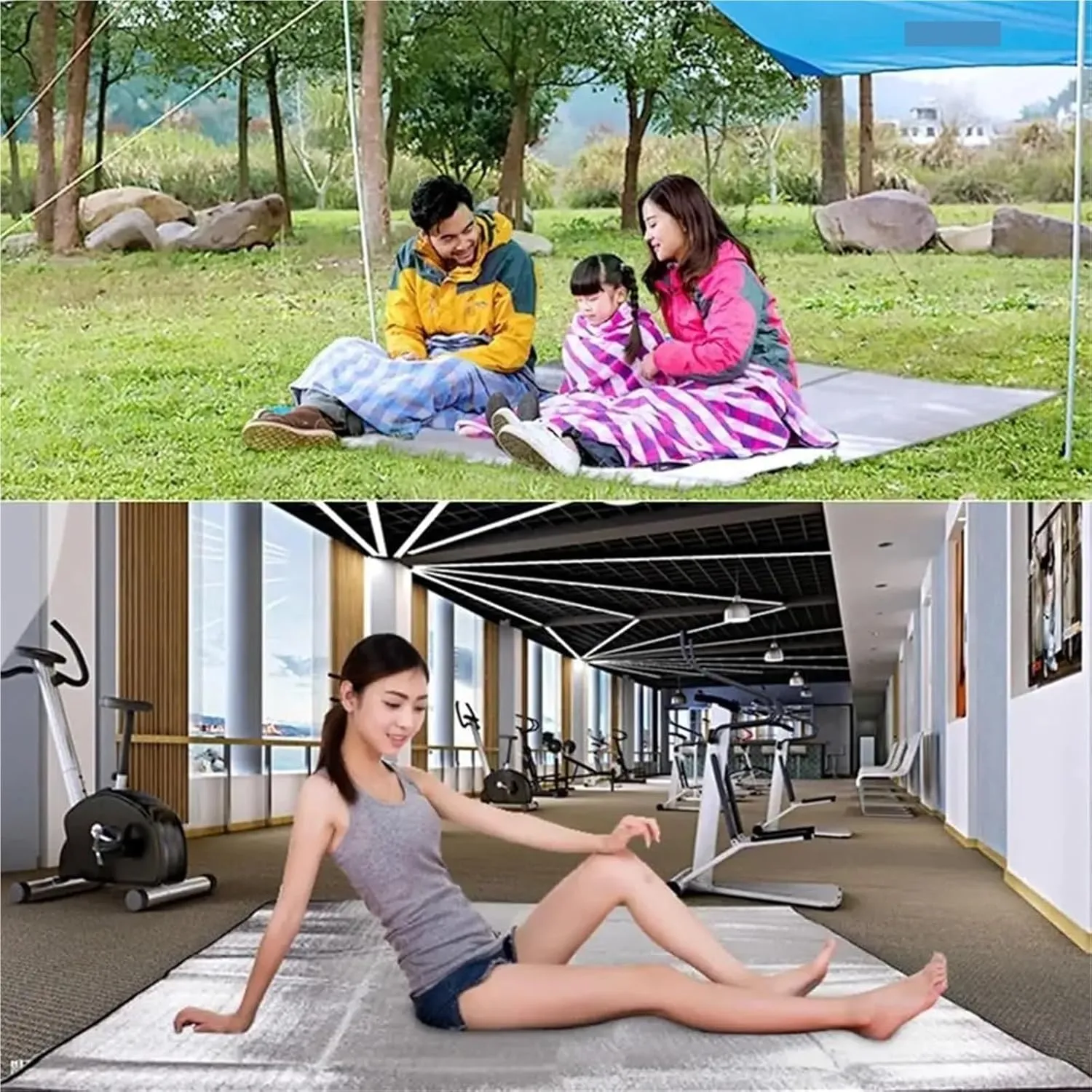 Picnic Blanket Thermal Camping Mat Light Tent Footprint Waterproof Picnic Beach Pad Insulation Foam Mat Outdoor Picnic Mat (Silver 200x300cm)