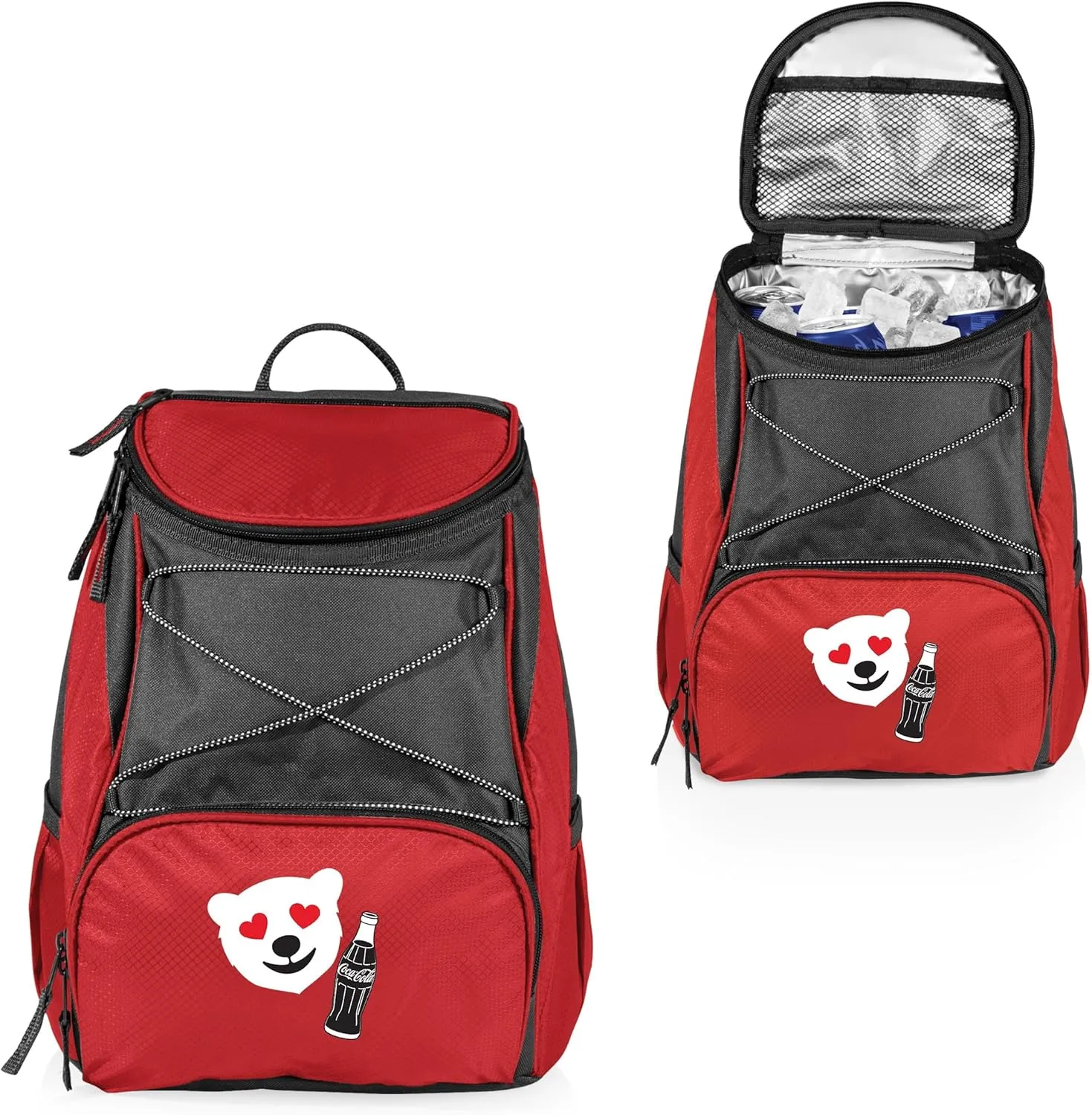 PICNIC TIME Coca-Cola Emoji PTX Backpack Cooler, Soft Cooler Backpack, Insulated Lunch Bag, (Red with Gray Accents)