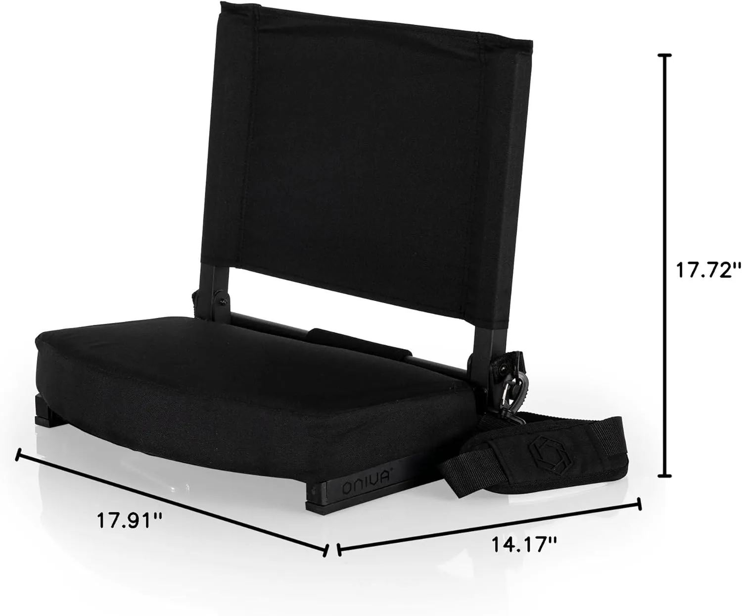 PICNIC TIME NCAA Georgia Bulldogs Gridiron Stadium Seat, Lightweight, Portable Folding Chair for Bleachers and Benches, (Black)