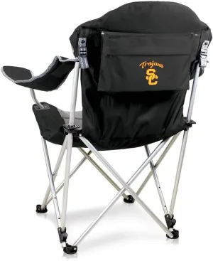 PICNIC TIME NCAA USC Trojans Reclining Camp Chair, Beach Chair for Adults, Sports Chair with Carry Bag, (Black)
