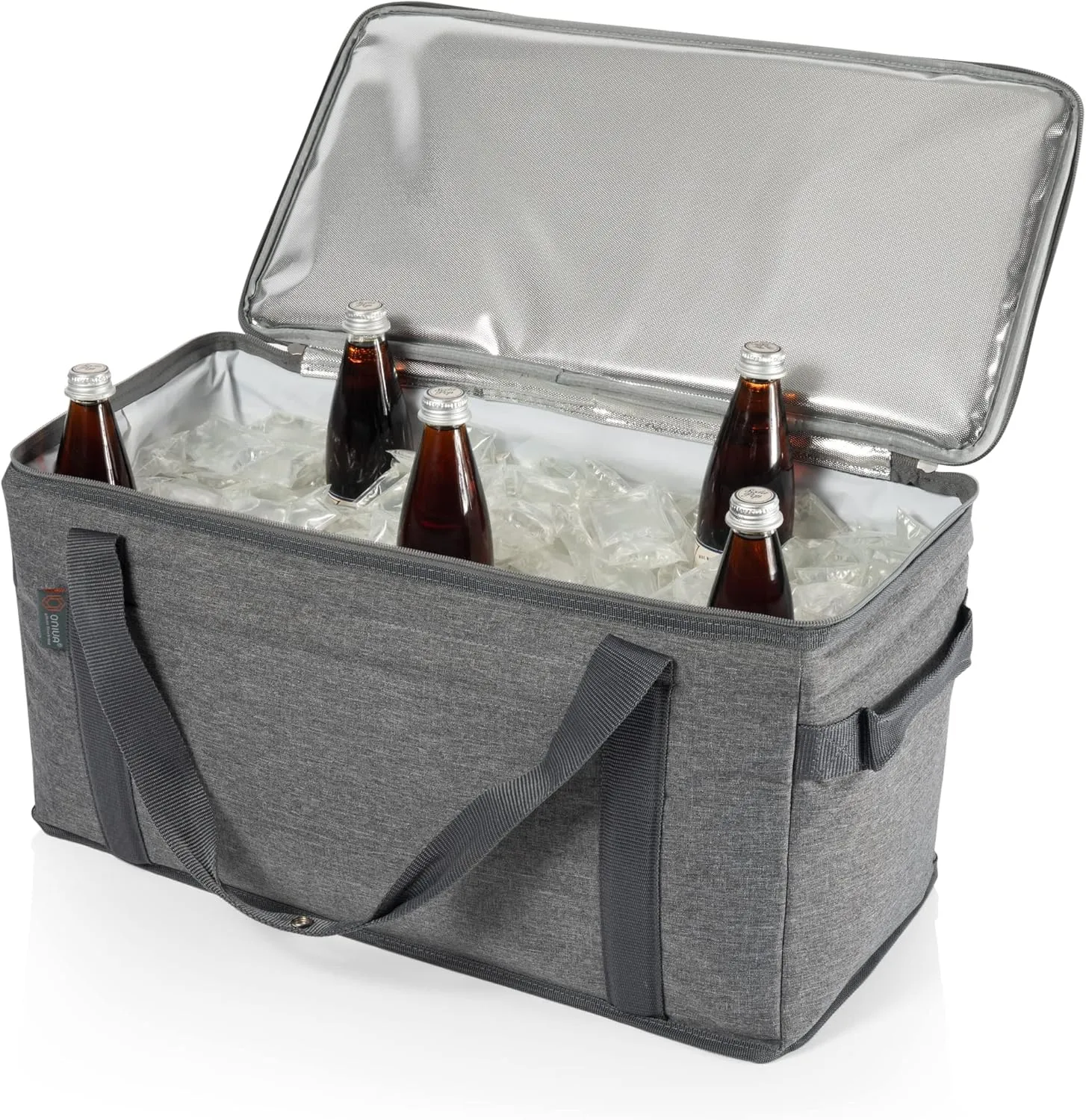 PICNIC TIME NFL 64 Can Collapsible Cooler, Large Insulated Soft Cooler Bag, Portable Beach Cooler with Shoulder Strap, (Heathered Gray)
