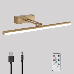 Picture Light,16inches Rechargeable Wireless Picture Light,Dimmable Led Artwork Lighting,Wall Lights for Paintings,Canvas,Gallery, Portrait (Brass)