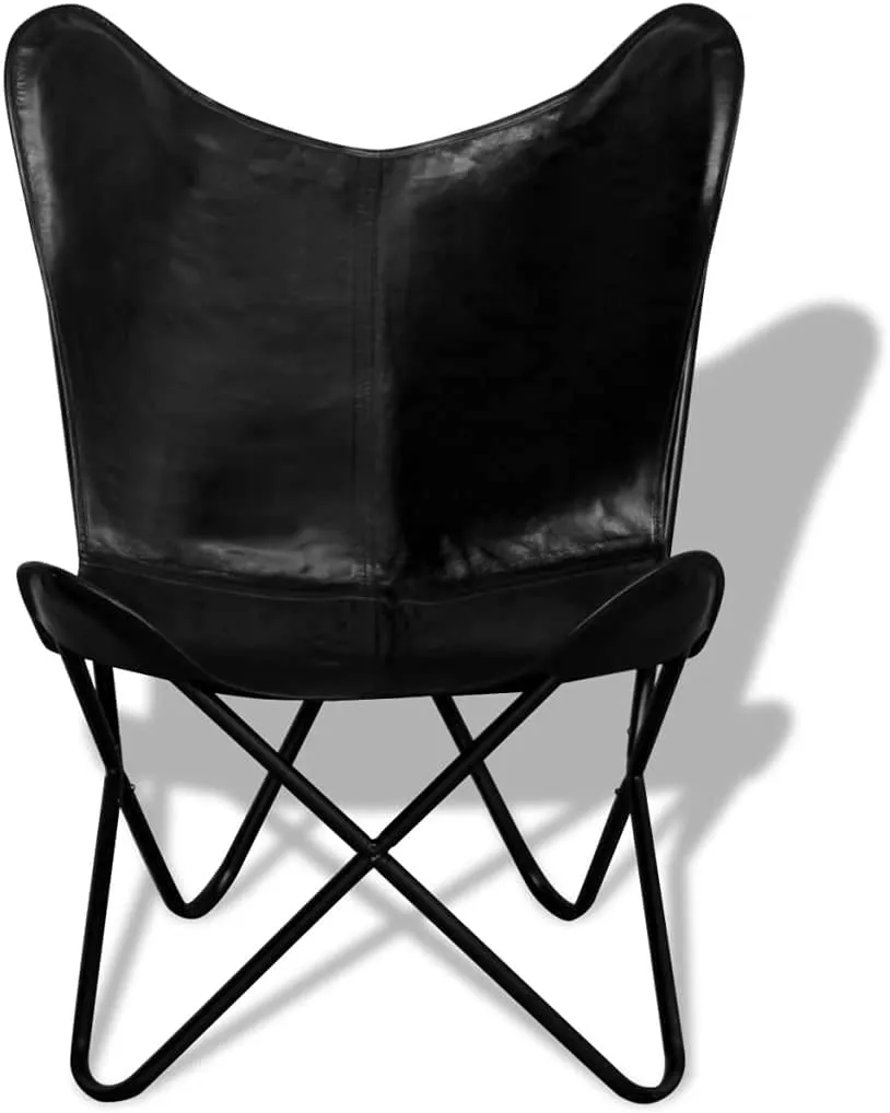 PINDIA Star and Butterfly Chair Brown Leather Butterfly Chairs Handmade with Powder Coated Steel Frame