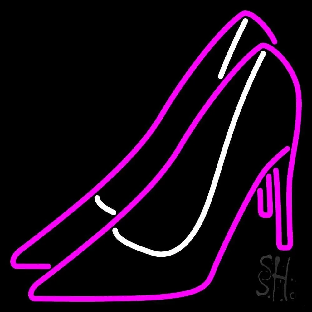 Pink High Heels Block LED Neon Sign 24 x 24 - inches, Black Square Cut Acrylic Backing, with Dimmer - Bright and Premium built indoor LED Neon Sign for store interior Décor, Storefront.