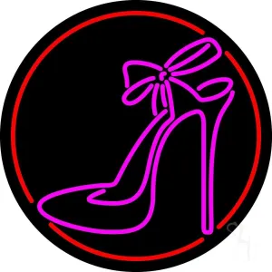 Pink High Heels With Ribbon LED Neon Sign 18 x 18 - inches, Black Square Cut Acrylic Backing, with Dimmer - Bright and Premium built indoor LED Neon Sign for store interior Décor, Storefront.
